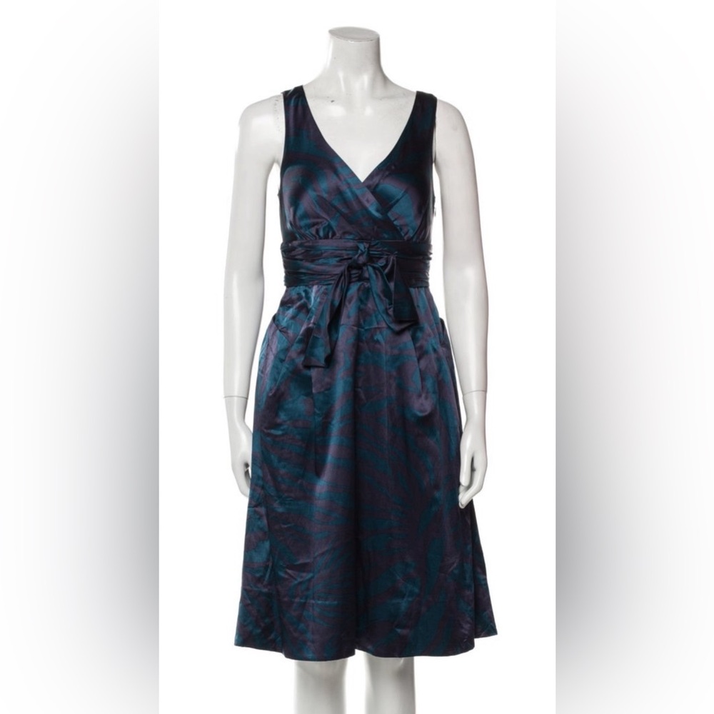 Marc by Marc Jacobs Blue Satin Cocktail Dress 4 Silk Blend Party Wedding Midi